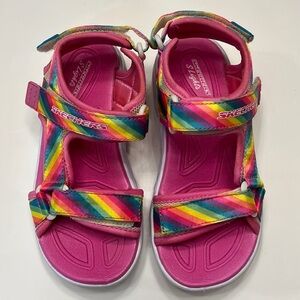 🎀 SKECHERS Little Girls' Hypno-Splash-Rainbow Lights Light-Up Sandals 13
